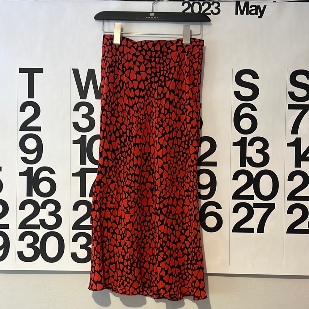 Realisation Par Naomi Skirt in Red Black Hearts